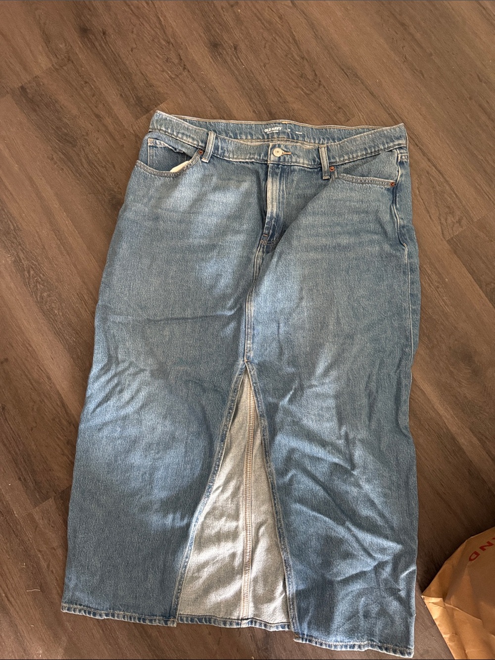 Old Navy Light Blue Denim midi skirt with Button Closure